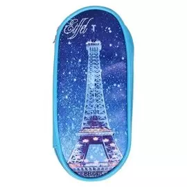 Пенал школьный на молнии париж синий