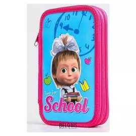 Пенал "Школа", 2 секции, 125х205х40 мм, маша и медведь