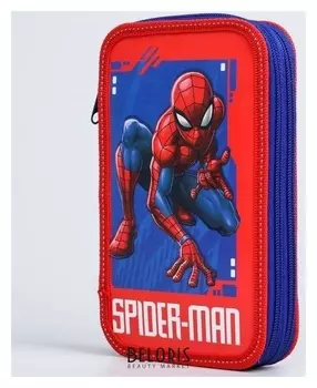 Пенал "Spider-man", 2 секции, 125х205х40 мм, человек-паук