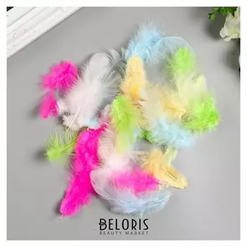 Перья декоративные "Карнавальные", 5-8 см (Набор 24 шт) 6 цветов, пастель