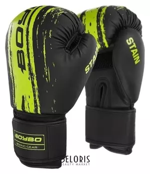 Перчатки боксёрские Boybo Stain, флекс, цвет зелёный, 6 унций
