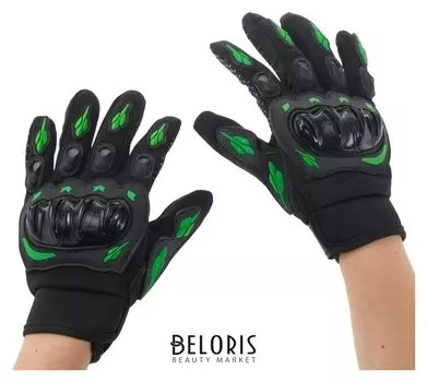 Перчатки для езды на мототехнике, с защитными вставками, пара, размер XL, черно-зеленый