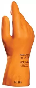 Перчатки латексные MAPA Industrial/Alto 299, хлопчатобумажное напыление, размер 7 (S), оранжевые