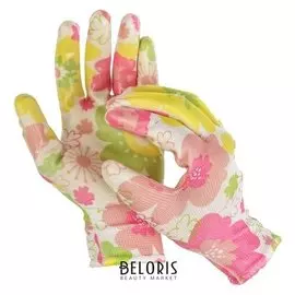 Перчатки нейлоновые, с нитриловым полуобливом, размер 8, цвет микс