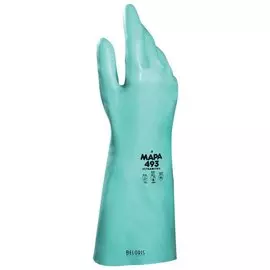 Перчатки нитриловые Mapa Ultranitril 493, хлопчатобумажное напыление, размер 9 (L), зеленые