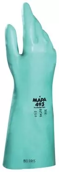 Перчатки нитриловые Ultranitril 493, хлопчатобумажное напыление, размер 8 (M), зеленые