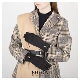 Перчатки жен, 23,5 см, безразмер, без утеплителя, манжет бантик, черный