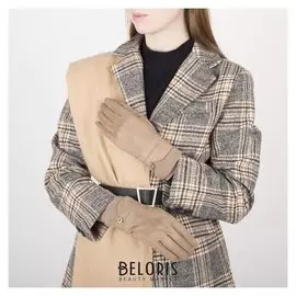 Перчатки жен, 23,5 см, безразмер, без утеплителя, манжет резинка смайлик, бежевый