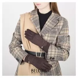 Перчатки жен, 23,5 см, безразмер, без утеплителя, манжет резинка смайлик, коричневый