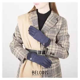 Перчатки жен, 23,5 см, безразмер, без утеплителя, манжет резинка смайлик, синий