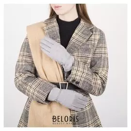 Перчатки жен, 23,5 см, безразмер, с утеплителем, манжет 2 пуговки,св. серый