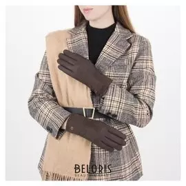 Перчатки жен, 23,5 см, безразмер, утепленные, классика, коричневый