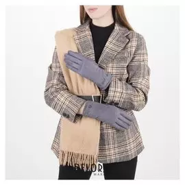 Перчатки жен, 23,5 см, безразмер, утепленные, манжет стразы, серый