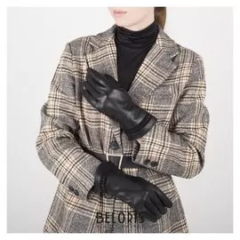 Перчатки женские, размер 6,5, с подкладом шерсть, цвет чёрный