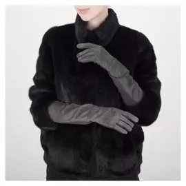 Перчатки женские, размер 6-7, без утеплителя, длинные, цвет серый