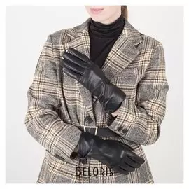 Перчатки женские, размер 7,5, с подкладом шерсть, цвет чёрный