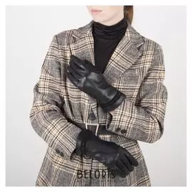 Перчатки женские, размер 7,5, с подкладом шерсть, цвет чёрный