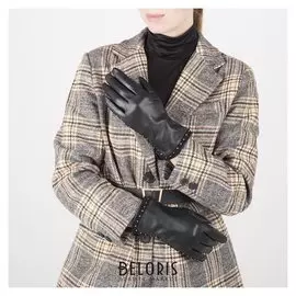 Перчатки женские, размер 7,5, с подкладом шерсть, цвет чёрный