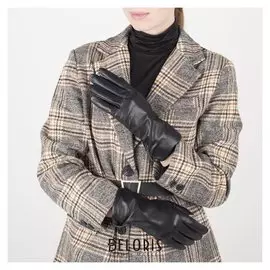 Перчатки женские, размер 7, с подкладом шерсть, цвет чёрный