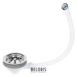 Перелив для мойки Aquant, 3 1/2" х 40 мм, с круглым вертикальным корпусом, белый