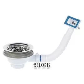 Перелив для мойки Aquant, 3 1/2" х 40 мм, с прямоугольным вертикальным корпусом, белый