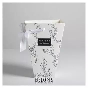 Переноска для цветов на лентах Present With Best Wishes, 17 х 25 х 9 см
