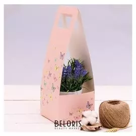 Переноска для цветов «Порхай от счастья», 14 × 14 × 40 см