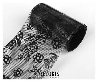 Переводная фольга для декора «Гипюр», 4 × 50 см, цвет прозрачный/чёрный
