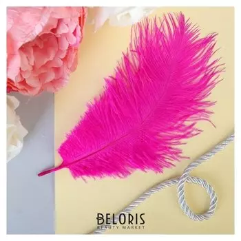 Перо для декора, размер 24 см, цвет фуксия