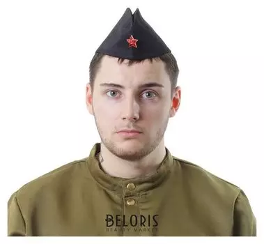 Пилотка со звездой, обхват головы 54-57 см, цвет чёрный