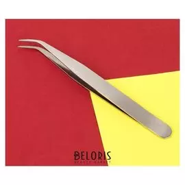 Пинцет для ресниц загнутый, 11,5 см, цвет серебряный