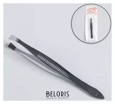 Пинцет прямой, широкий, 8,5 см, цвет серебристый