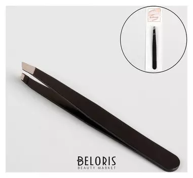 Пинцет скошенный, 9,5 см, цвет чёрный