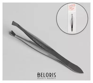 Пинцет скошенный, широкий, 8,5 см, цвет серебристый