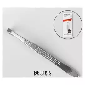 Пинцет скошенный, узкий, 9 см, цвет матовый серебристый, Ptec-703-d