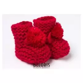 Пинетки детские, цвет красный, размер 12 ( до 1 года)