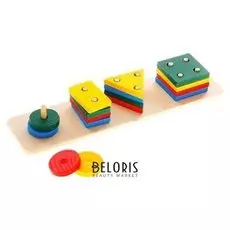 Пирамидка логическая Фигуры окрас глянцевый