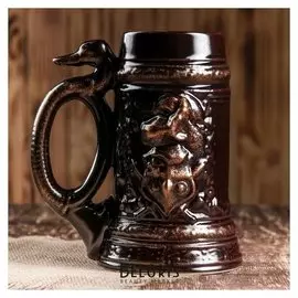Пивная кружка "Рыцарь", глазурь, цвет коричневый, 1 л
