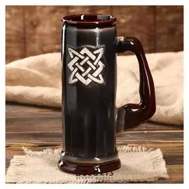 Пивной бокал "Славянский оберег сварог", цвет серый, 0.75 л