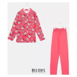 Пижама детская, цвет коралловый, рост 140 см