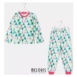 Пижама для девочки, цвет белый/розовый, рост 116-122 см