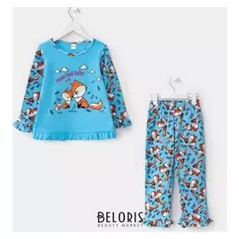 Пижама для девочки, цвет голубой, рост 110 см