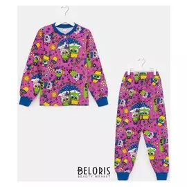 Пижама для девочки, цвет лиловый, рост 128 см