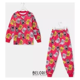 Пижама для девочки, цвет малиновый, рост 92 см