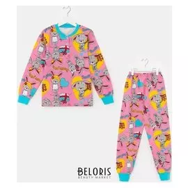 Пижама для девочки, цвет розовый, рост 134 см