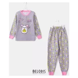 Пижама для девочки, цвет серый меланж, рост 92 см