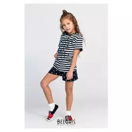 Пижама для девочки, полоска/якоря, рост 98-104 см