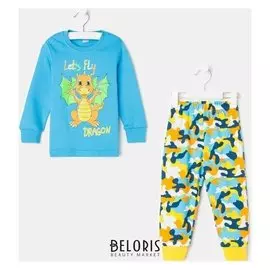 Пижама для мальчика, цвет голубой, рост 80-86 см