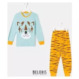 Пижама для мальчика, цвет голубой/жёлтый, рост 110-116 см