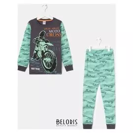 Пижама для мальчика, цвет мятный/камуфляж, рост 110-116 см (32)